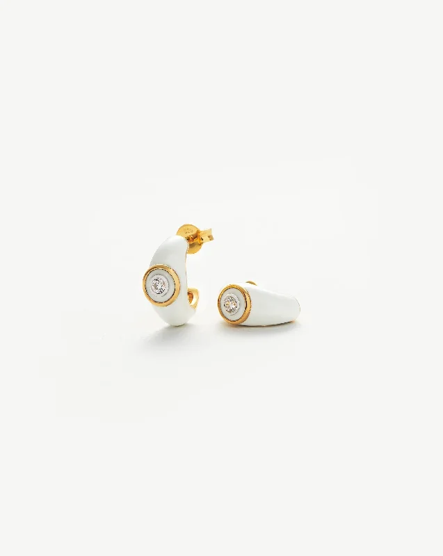 Exclusive Gemstone Jewelry At Special Prices Enamel & Stone Dome Small Hoop Earrings