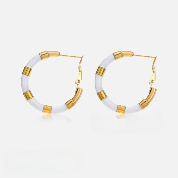 Luxury Meets Affordability – Jewelry Sale Live Now Enamel White Hoop Earrings JLT12804