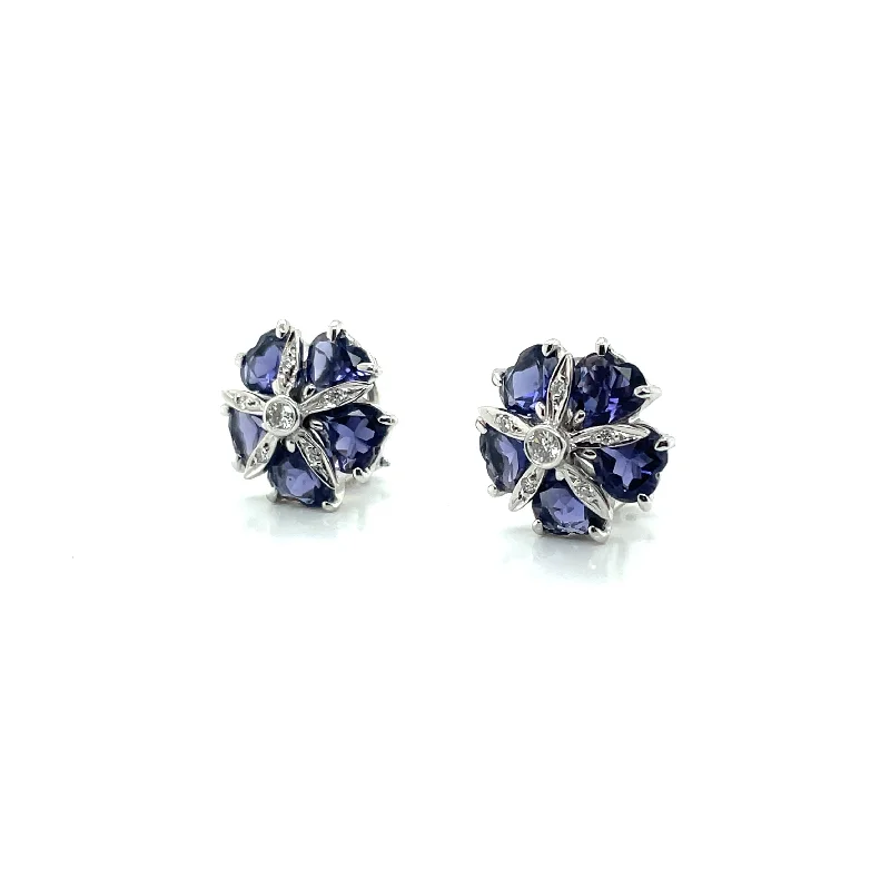 Gorgeous Jewelry, Limited-Time Savings Estate 14k White Gold Heart Tanzanite and Diamond Earrings