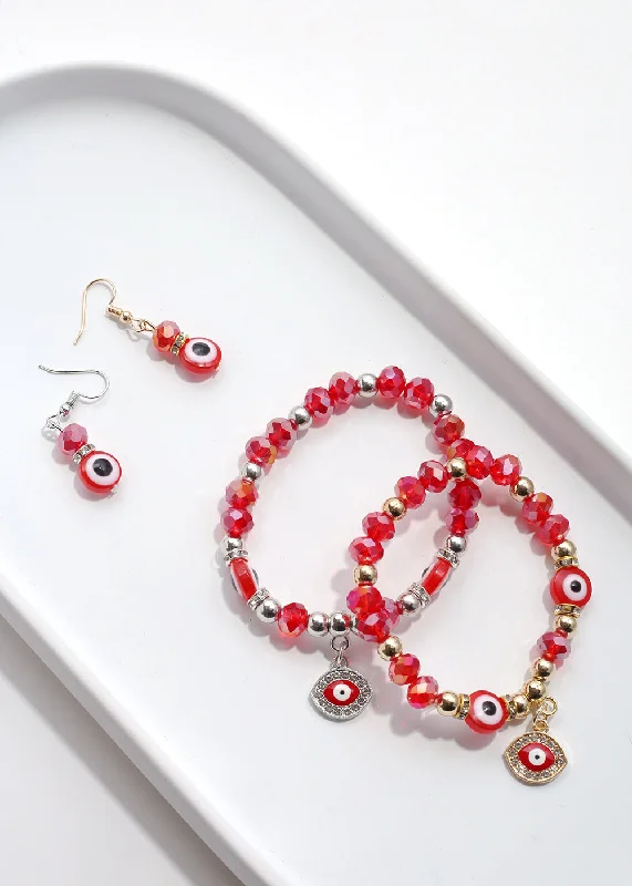 Luxury Meets Affordability – Jewelry Sale Now Live Red Evil Eye Bead & Earring Set