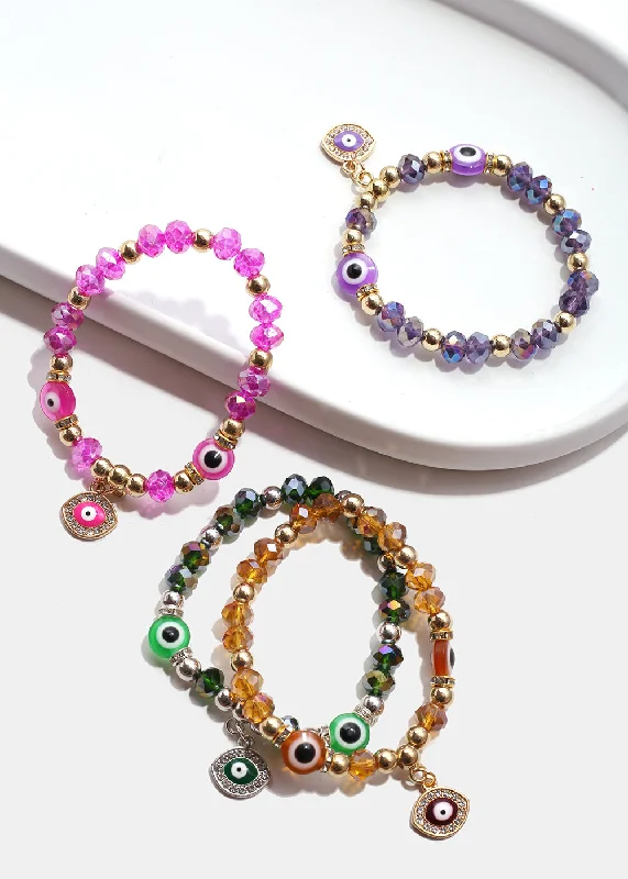 Don't Miss Our Biggest Jewelry Sale Of The Season Colorful Evil Eye Bracelet & Earring Set