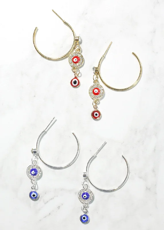 Trending Jewelry Now Available At Exclusive Prices Evil Eye Dangle Charm Hoop Earrings