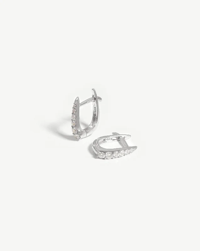 Classic And Modern Jewelry Styles On Sale Fine Claw Huggies | 14ct White Gold/Diamond