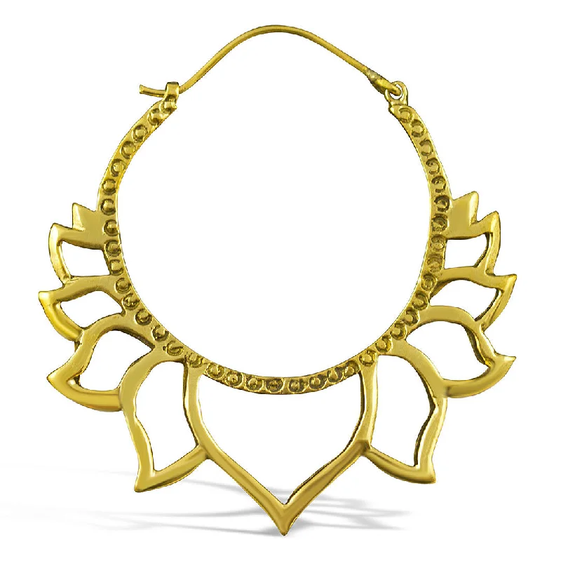 Shop Dazzling Jewelry At The Best Prices <span>BRE-311<span>: </span></span>Golden Lotus Hoops