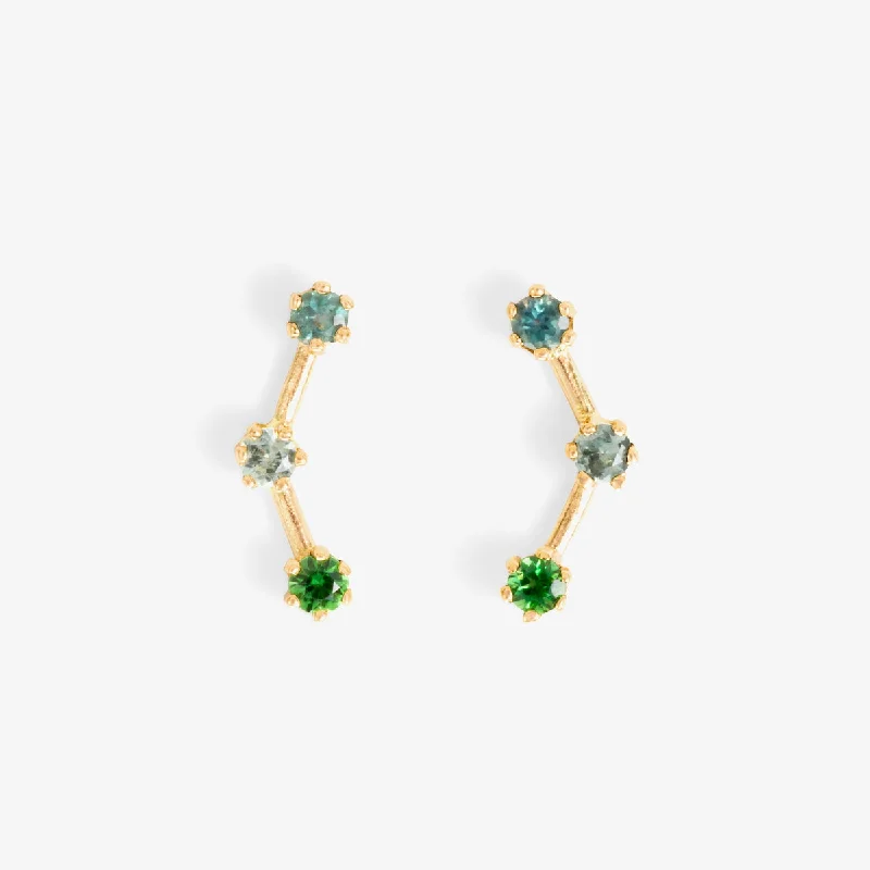 Affordable Luxury Jewelry For Every Occasion Green-Tone Triple Stone Studs | E6301GR