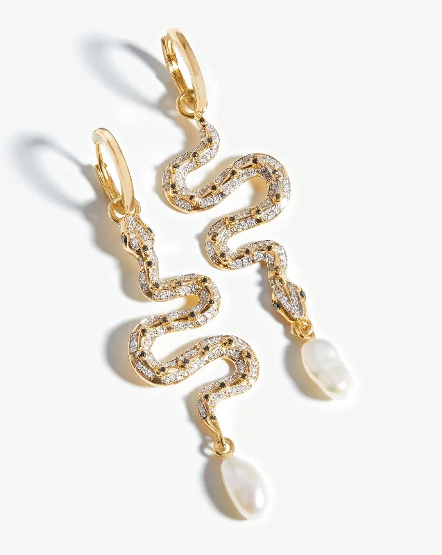 Best Jewelry Deals – Shop Premium Pieces At Great Prices Harris Reed Fine Serpent Drop Earrings | 14ct Solid Gold/Pearl & Diamond