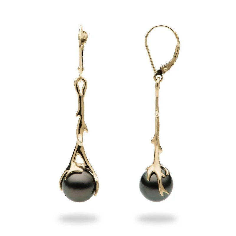 Your Dream Jewelry At Dream Prices – Shop Now Heritage Tahitian Black Pearl Earrings in Gold - 9-10mm