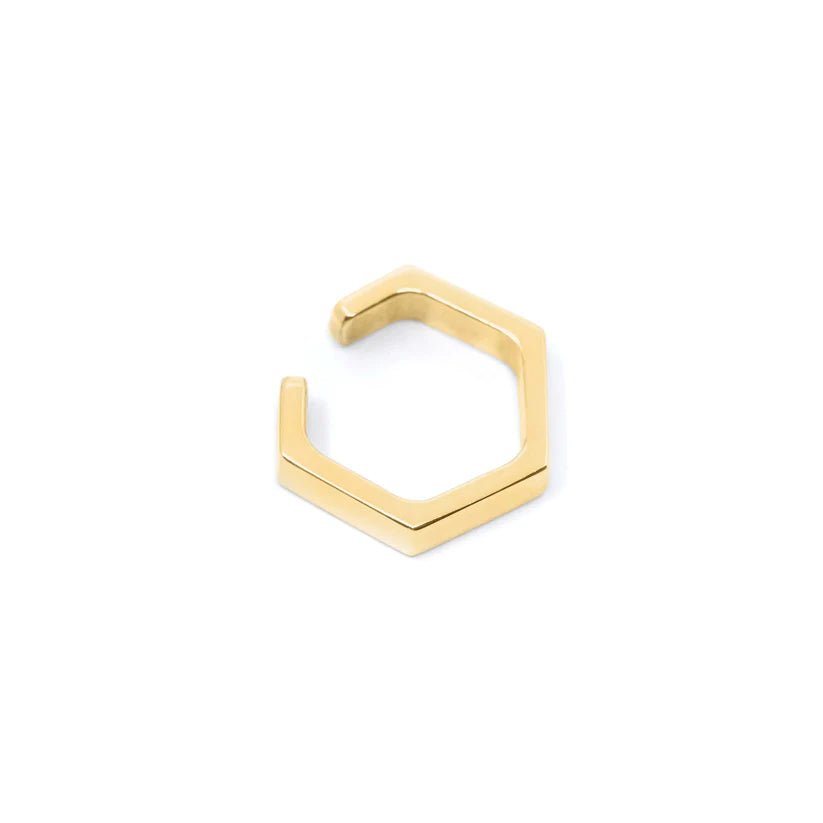 Get Ready To Sparkle – Special Jewelry Discounts Hex Thick Gold Ear Cuff