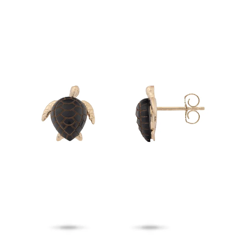 Exclusive Jewelry Sale Event – Shop Now Honu Black Coral Earrings in Gold - 12mm