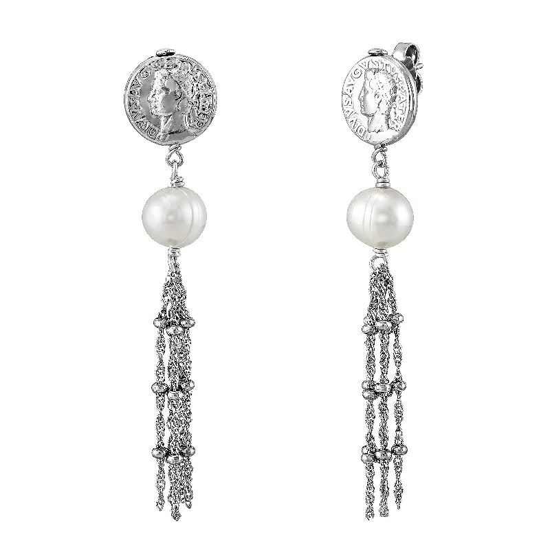 Last Chance To Grab Your Favorite Jewelry At A Discount Honora Sterling Silver Coin and 9 mm Freshwater Pearl Earrings