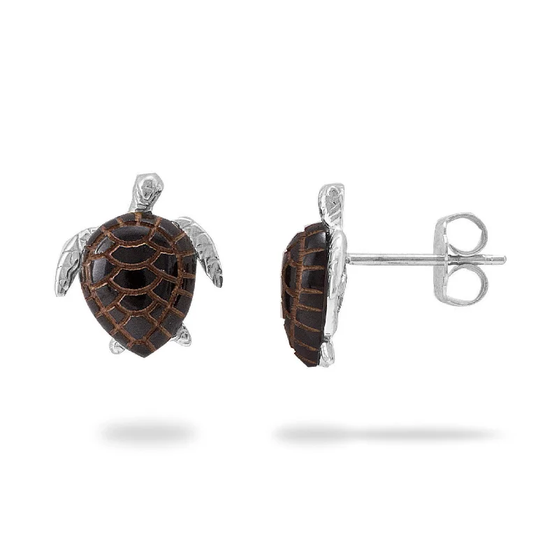 Best Jewelry Deals – Shop Premium Pieces At Great Prices Honu Black Coral Earrings in White Gold - 12mm