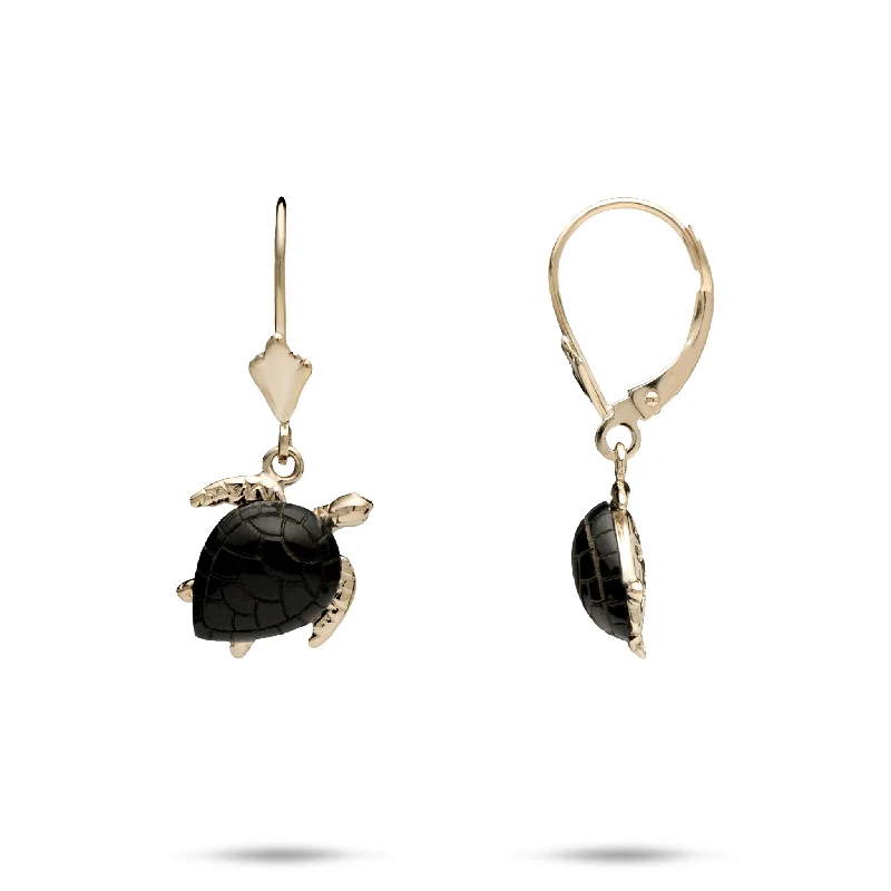 Elegant Jewelry, Exclusive Prices – Shop Now Honu Black Coral Earrings in Gold - 12mm