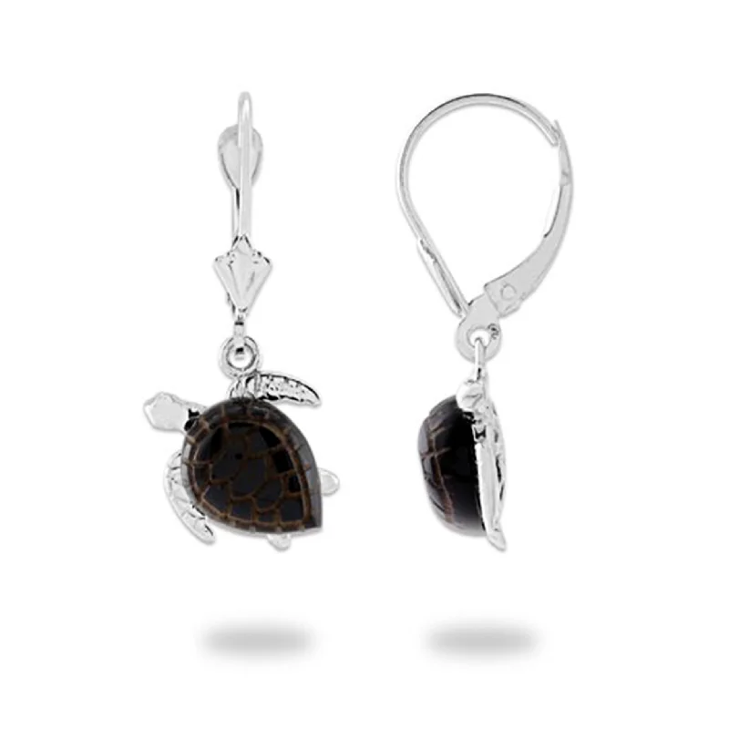 Exclusive Jewelry Offers – Shine For Less Honu Black Coral Earrings in White Gold - 12mm