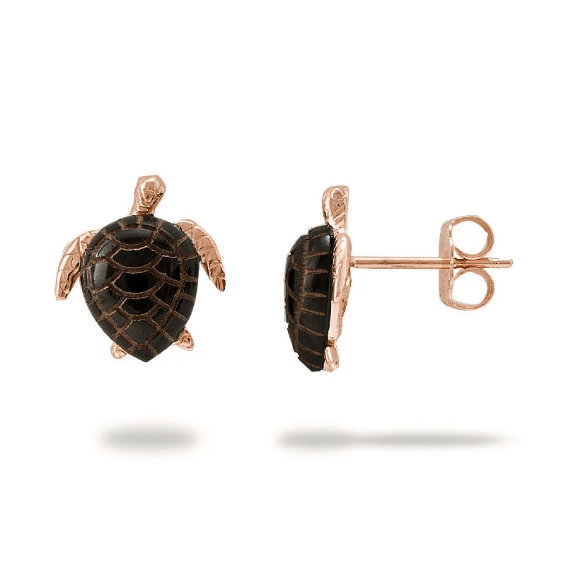 Elegant Jewelry, Affordable Luxury – Shop Now Honu Black Coral Earrings in Rose Gold - 12mm