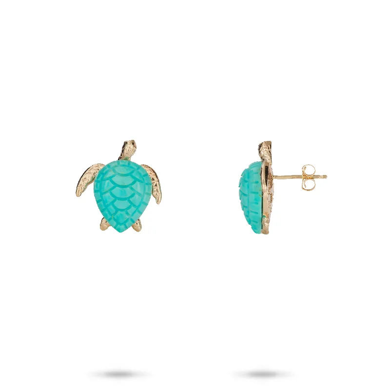 Last Chance To Shop High-End Jewelry At Markdown Prices Honu Turquoise Earrings in Gold - 13mm