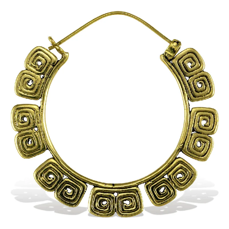 Unique Jewelry Designs Now At Discounted Rates <span>BRE-271<span>: </span></span>Inca Patterned Hoops