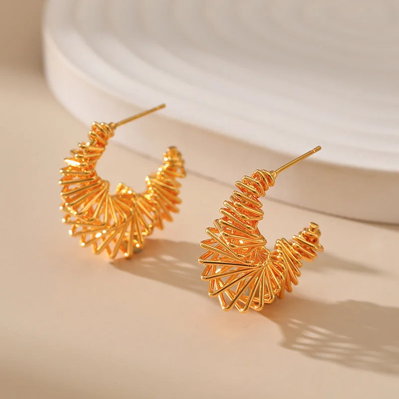 Elegant Jewelry Styles At Budget-Friendly Prices Gold Wire Wrapped Hoop Earrings-jlt11718
