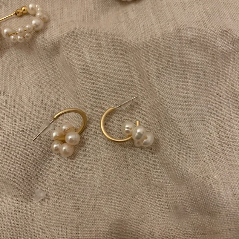 Limited-Time Jewelry Discounts – Shine Without The Splurge Gold Pearl Cluster Hoop Earrings  jlt11766