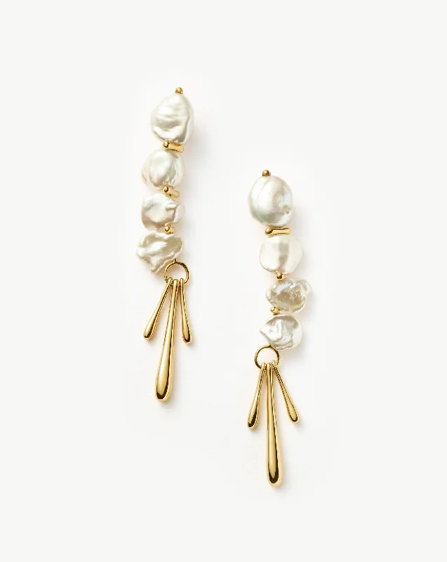 Your Perfect Accessory Now At The Best Price Keshi Pearl Sculptural Drop Earrings | 18ct Gold Plated/Pearl