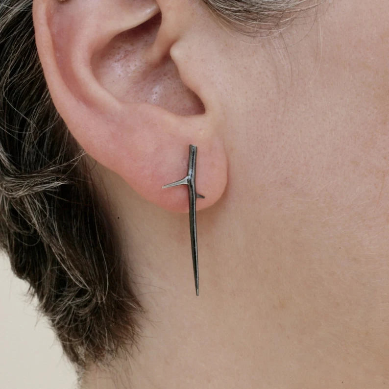 Premium Diamond Jewelry For Unforgettable Moments Little Black Thorn Earring Post Silver