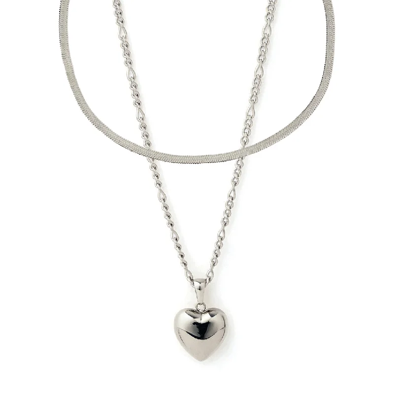 High-Quality Gemstone Jewelry For Special Occasions Lovebird Necklace Stack - Silver