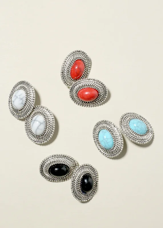 Elevate Your Outfit With Discounted Statement Jewelry Marble Oval Clip On Earrings
