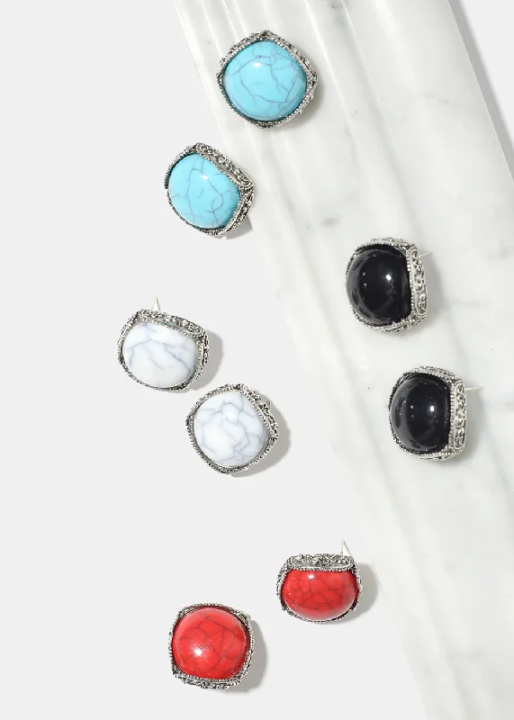 Premium Diamond Jewelry At Once-In-A-Lifetime Discounts Marbled Square Earrings