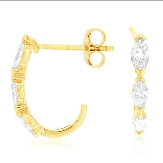 Luxury Jewelry Clearance – Shop Premium Styles Now Marquise Diamond Accented Half Hoop Earrings