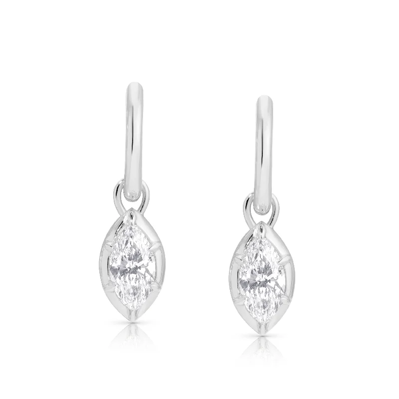 Customized Silver Jewelry For Unique Style Marquise Rosette Hoop Earrings