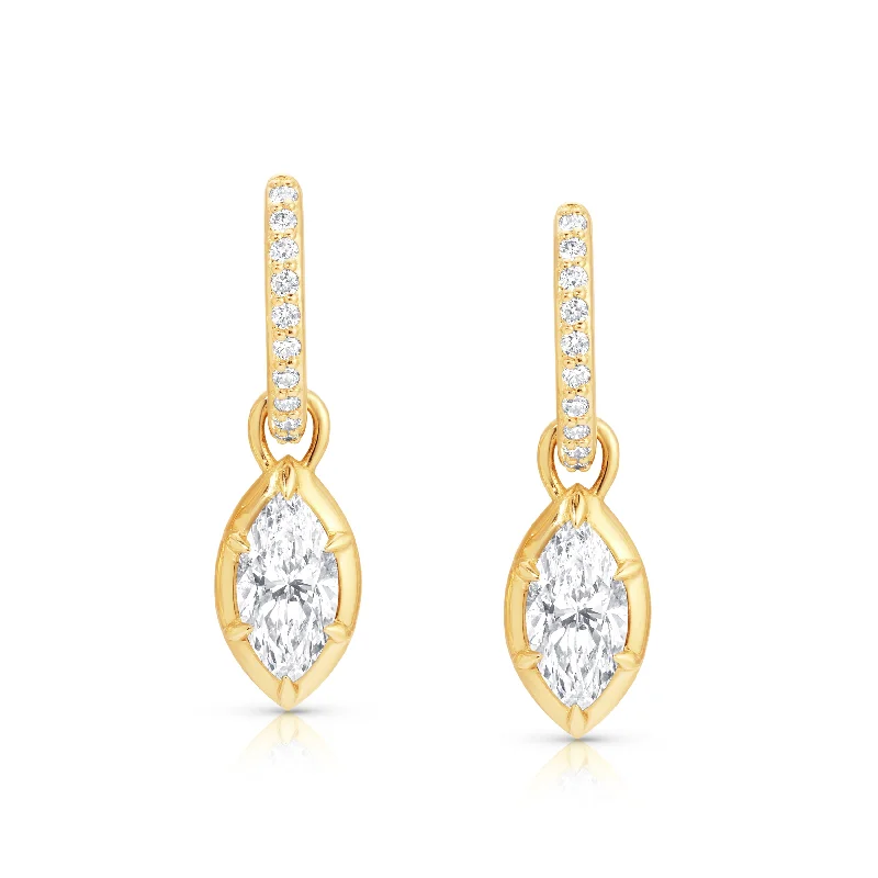 Unique Jewelry Designs Now At Discounted Rates Marquise Rosette Pave Hoop Earrings