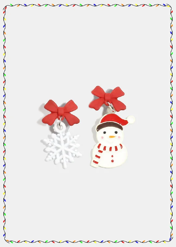 Personalized Engraved Jewelry For Meaningful Gifts Miss A Christmas Earrings -Snowman
