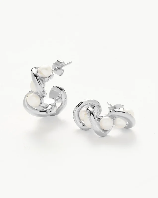 Buy More, Save More On Stunning Jewelry Pieces Molten Pearl Twisted Mini Double Hoop Earrings
