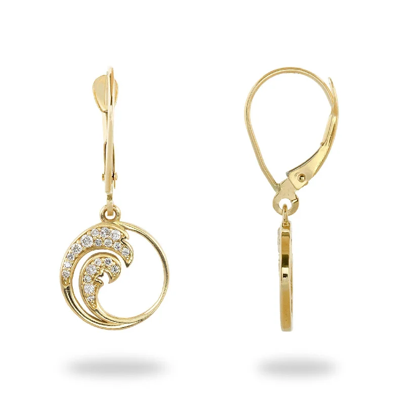 Bestselling Jewelry At Special Promotional Rates Nalu Earrings in Gold with Diamonds - 12mm