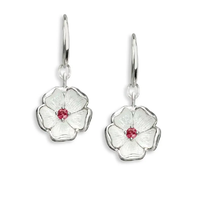 Delicate Crystal Jewelry For Sophisticated Charm Nicole Barr White Cherokee Rose Enamel Earrings