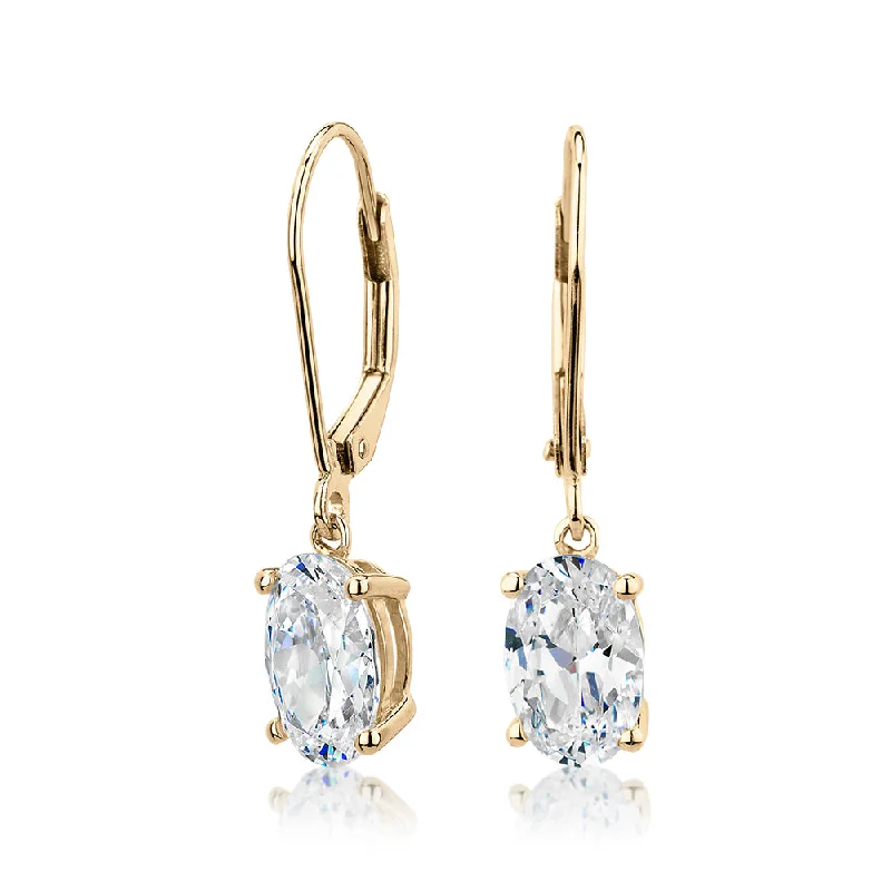 Last Chance To Shop High-End Jewelry At Markdown Prices Oval drop earrings with 2.82 carats* of diamond simulants in 10 carat yellow gold