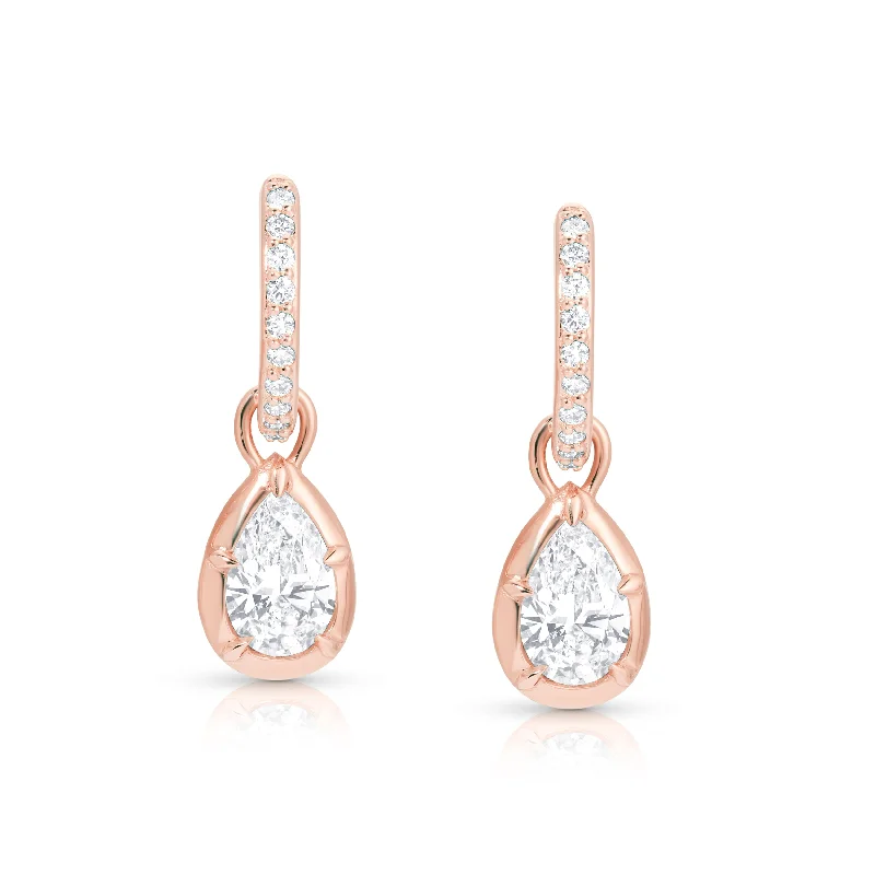 Elegant Rose Gold Jewelry For A Stylish Touch Pear Rosette Pave Hoop Earrings