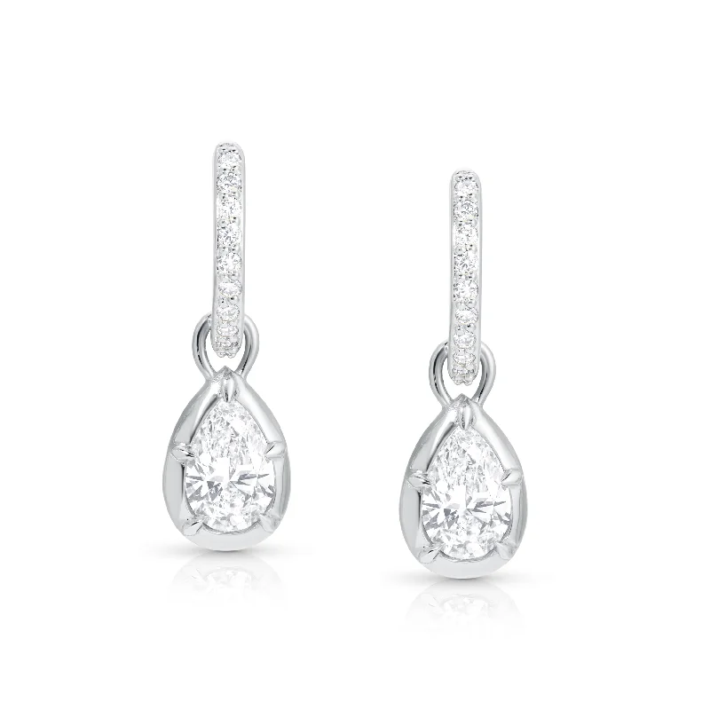 Limited Stock On Premium Jewelry At Low Prices Pear Rosette Pave Hoop Earrings