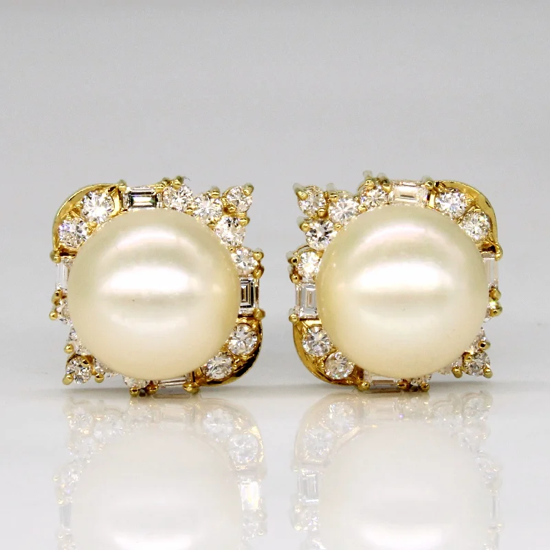 Your Dream Jewelry At Dream Prices Pearl & Diamond Cocktail Earrings | 0.56ctw, 9.5mm |