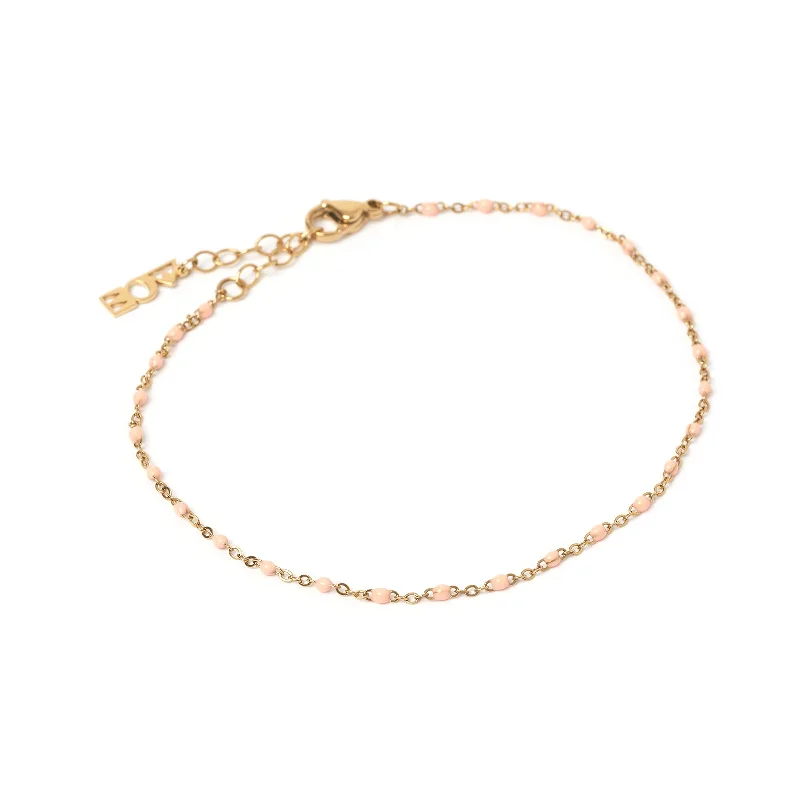Unique Jewelry For Less – Shop The Sale Now Peggy Gold and Enamel Anklet - Peach