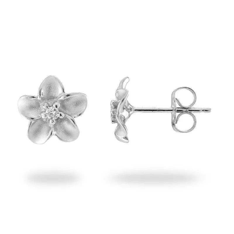 Unmissable Jewelry Clearance – Final Reductions Plumeria Earrings in White Gold with Diamonds - 9mm