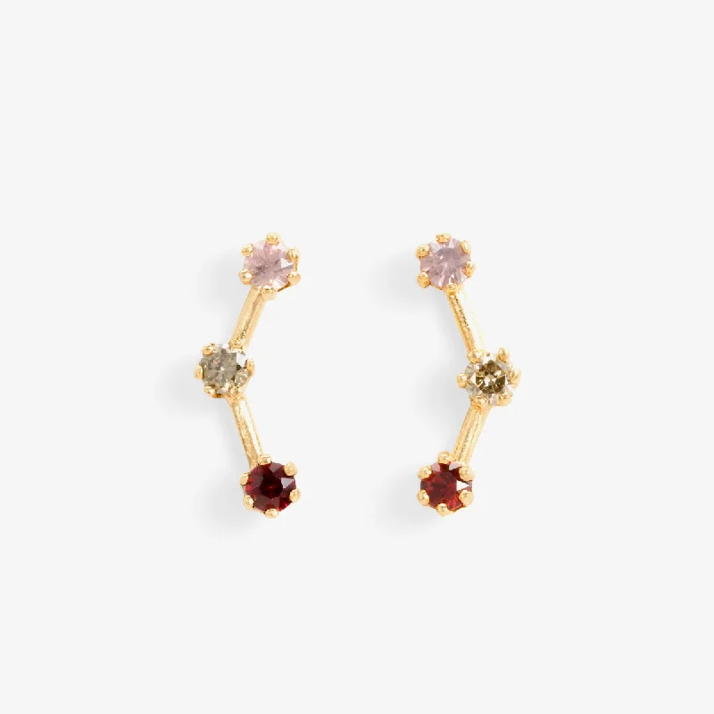 Trending Jewelry Styles Now At Limited-Time Discounts Red-Tone Triple Stone Studs | E6301RD