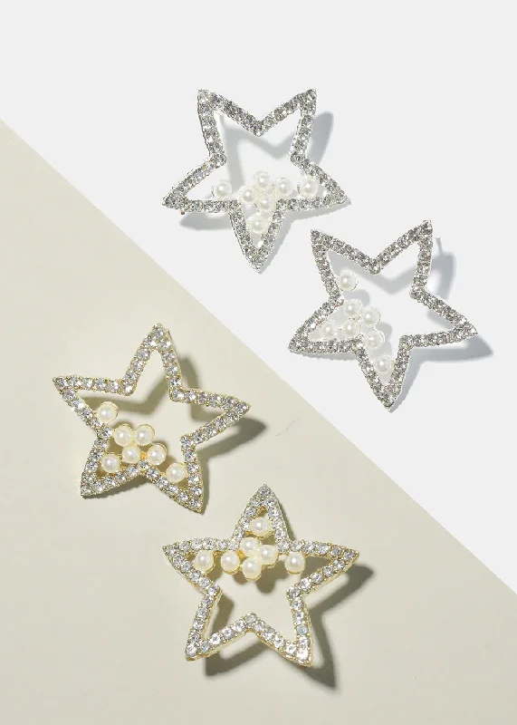 Premium Jewelry, Premium Discounts – Act Fast Rhinestone Star with Pearl Earring