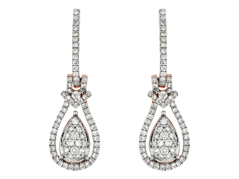 Limited-Time Jewelry Discounts – Shine Without The Splurge Rose Gold and Diamond Pear Shaped Dangle Earrings