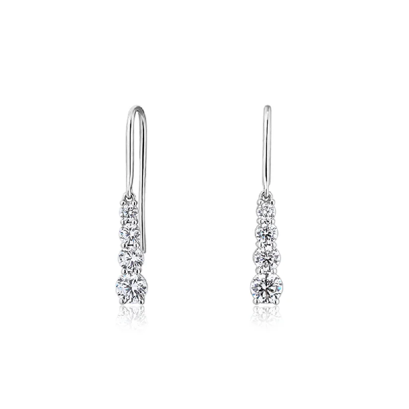 Premium Diamond Jewelry At Once-In-A-Lifetime Discounts Round Brilliant drop earrings with 1.24 carats* of diamond simulants in 10 carat white gold