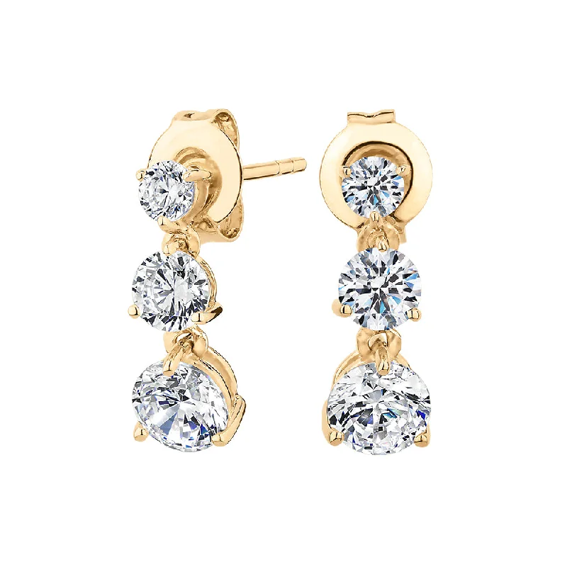 Grab Exquisite Jewelry At The Lowest Prices Round Brilliant drop earrings with 1.64 carats* of diamond simulants in 10 carat yellow gold