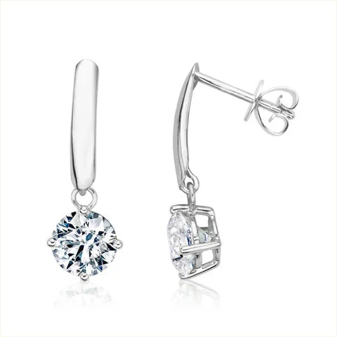 Jewelry Clearance Event – Stock Up Before It's Over Round Brilliant drop earrings with 2.06 carats* of diamond simulants in 10 carat white gold