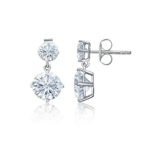 Unlock Unbeatable Jewelry Deals Before They’Re Gone Round Brilliant drop earrings with 5 carats* of diamond simulants in 10 carat white gold