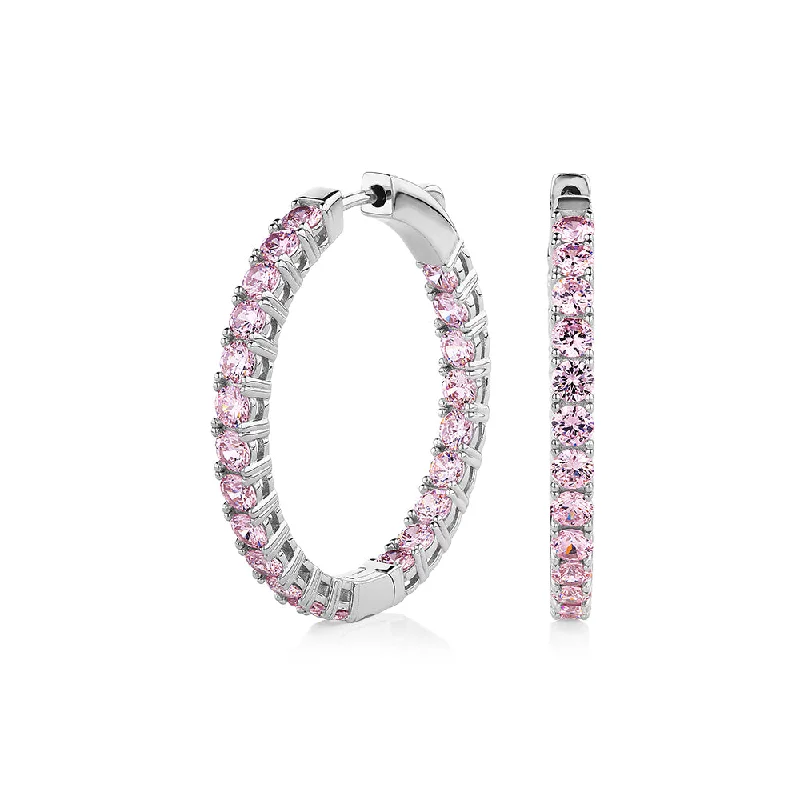 Shop Fine Jewelry With Amazing Deals Round Brilliant hoop earrings with 4.84 carats* of diamond simulants in sterling silver