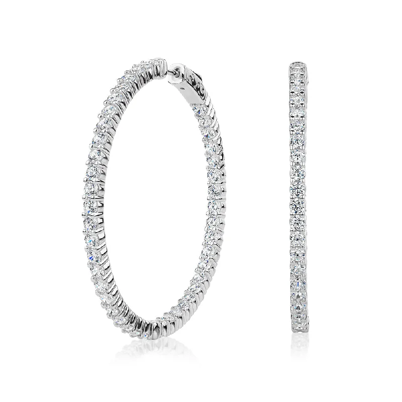 Flash Sale On Elegant Jewelry – Don't Miss Out Round Brilliant hoop earrings with 5.16 carats* of diamond simulants in sterling silver