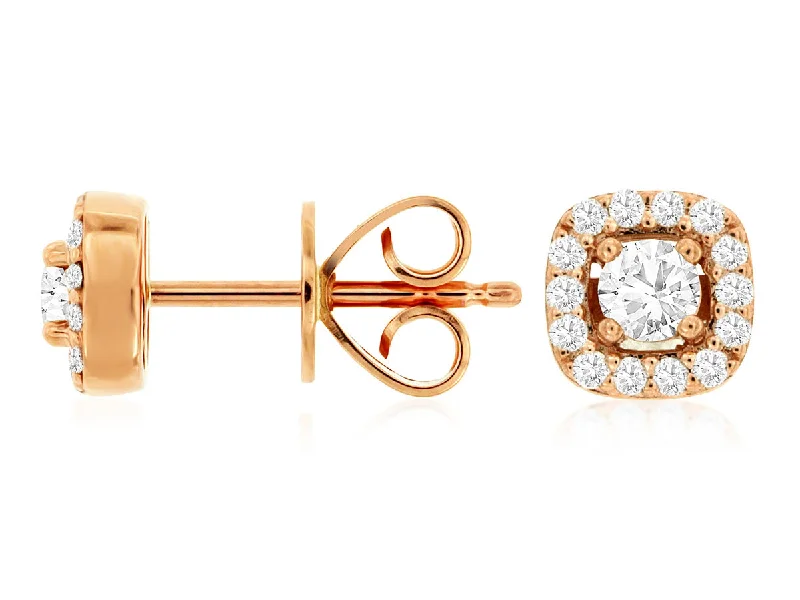 Shop Handcrafted Jewelry At Special Promotional Rates Round Diamond and Cushion Cut Halo Earrings